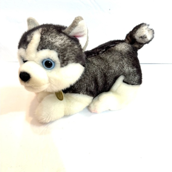 Miyoni Aurora Siberian Husky Puppy Dog Soft Plush Stuffed Animal 9" Blue Eyes - Picture 1 of 5